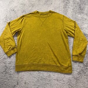 Original Use Mens Large L Sweatshirt Mustard Yellow Acid Wash Crew Neck Pullover